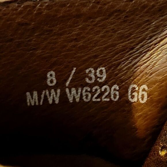 Born Handcrafted Brown Leather Wedge Heel Buckle Detail Slip-on Mule Shoe Size 8 - Picture 10 of 12